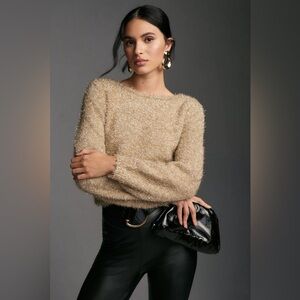MAEVE EYELASH TINSEL PULLOVER SWEATER